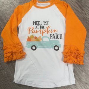 Fall Raglan Icing  Girls Shirt with saying "Meet Me At the Pumpkin Patch" Shirt,